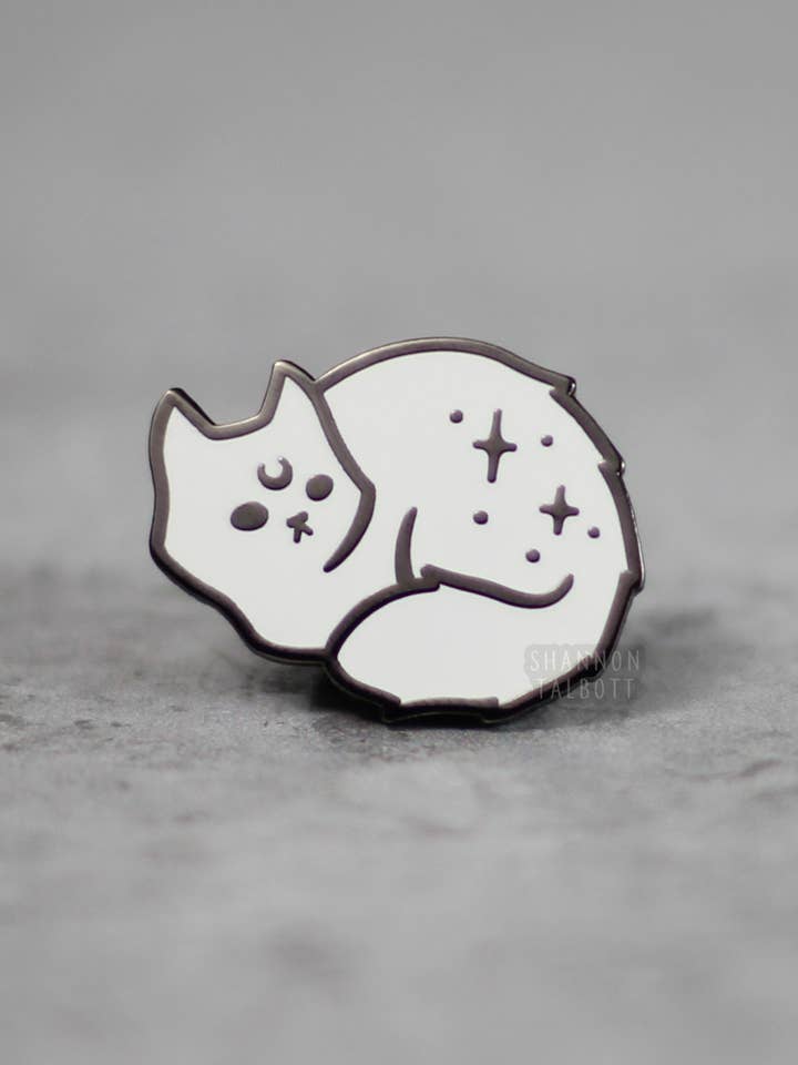 Witchy Cat Spooky Enamel Pin - Black Nickel for wholesale by Shannon Talbott