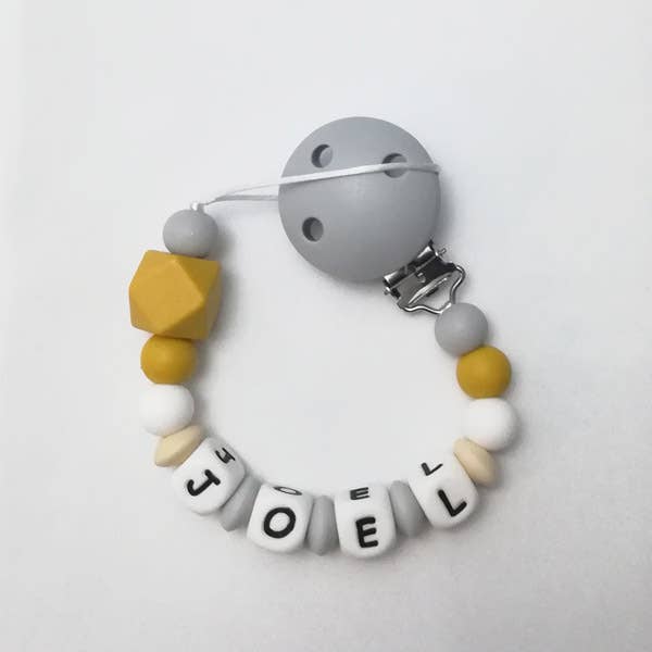 Mordisquitos. - Wholesale Pacifier - Baby - Baby mustard personalized pacifier holder