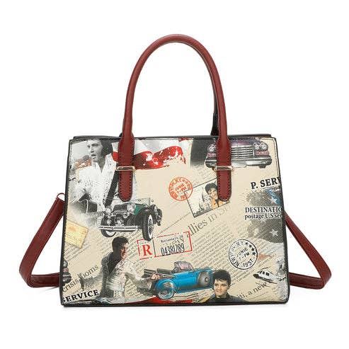 Ellas Trading - Venta al por mayor Bolsa de asa- Mujer - Bolso tote clásico con asa superior estilo Elvis Presley1