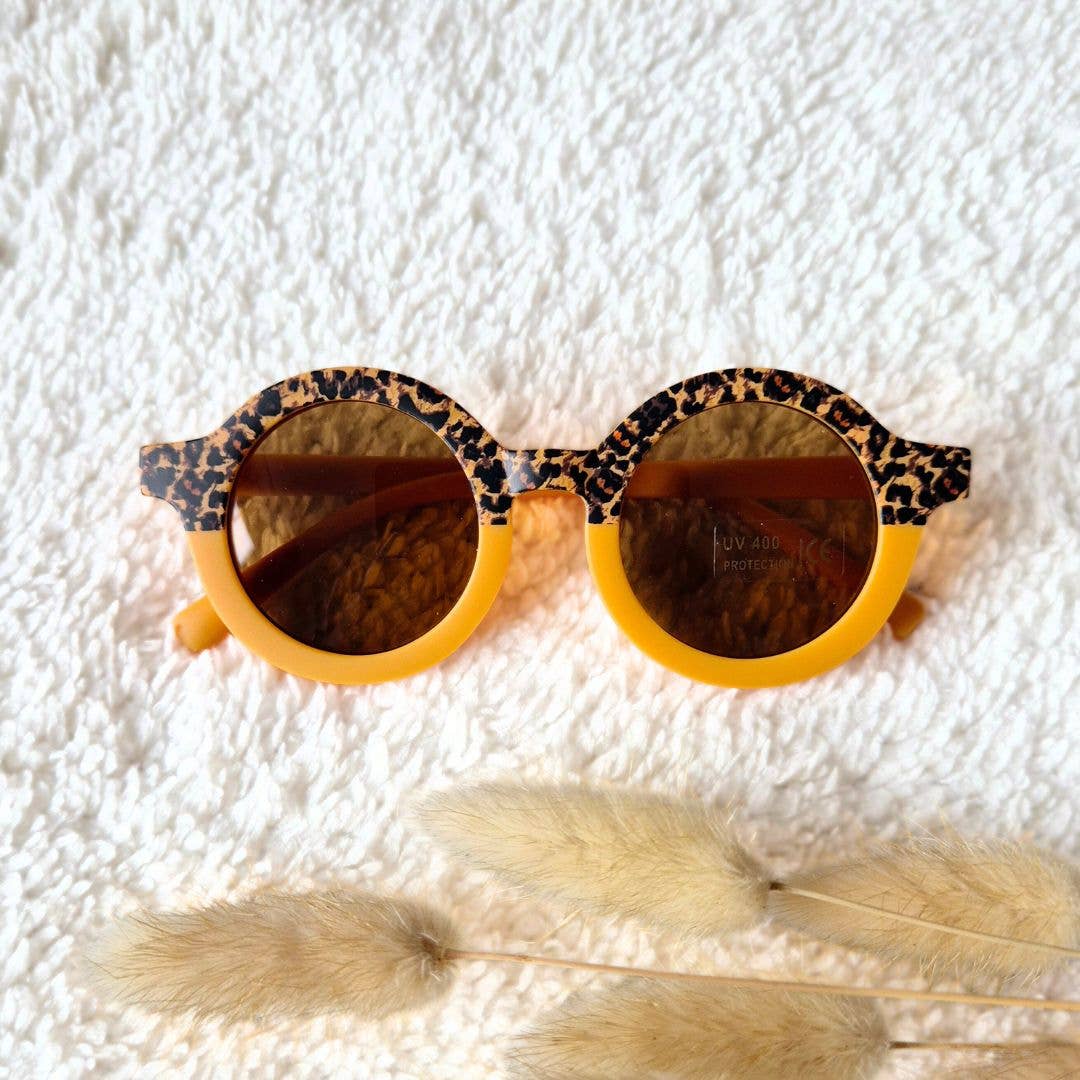 Rammelaartje - Wholesale Sunglasses - Kids - Baby and children's sunglasses UV400 round - Yellow / Leopard