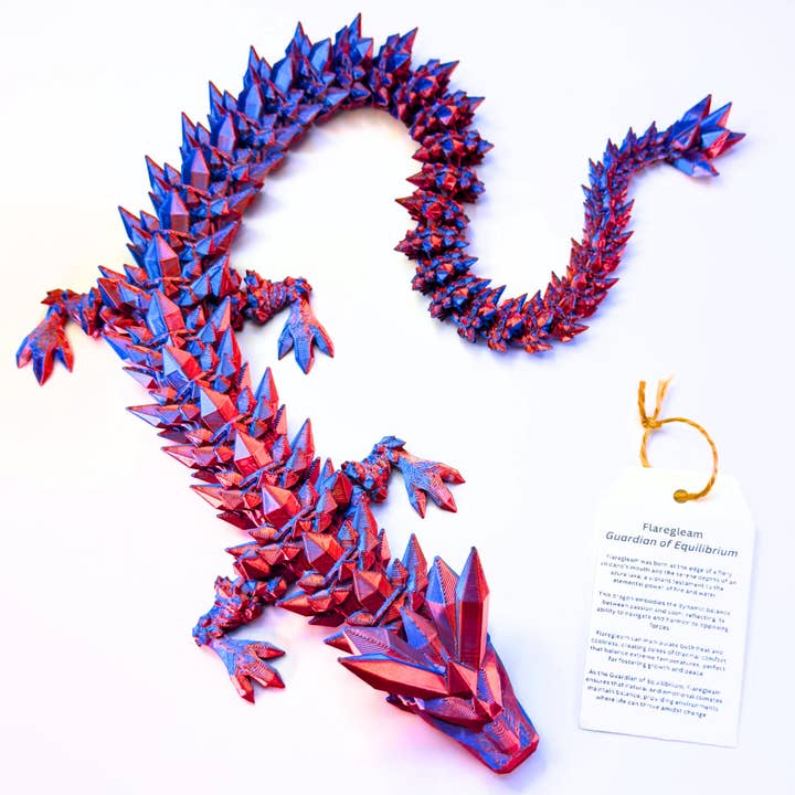 Dragon Fidgets - Wholesale Fidget Toy - Kids - 19IN Crystal Dragon Fidget Toy Decor, 3D Printed