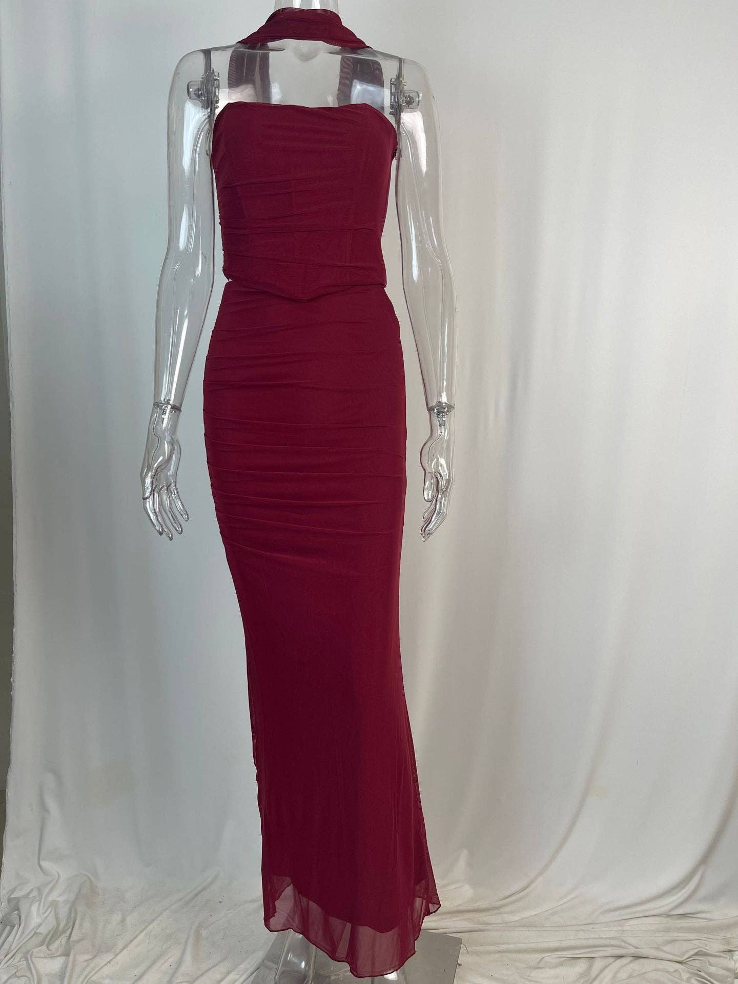 Marayn - Wholesale Hemd- en rokset - Dames - Blauwe Crop Top Rok Set EuroChic Stijl6