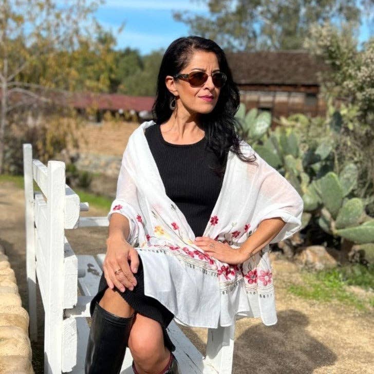 Humble Hilo – Engroshandel Tørklæde - Dame – Humble Hilo Broderet tørklæde/sjal med blomster16