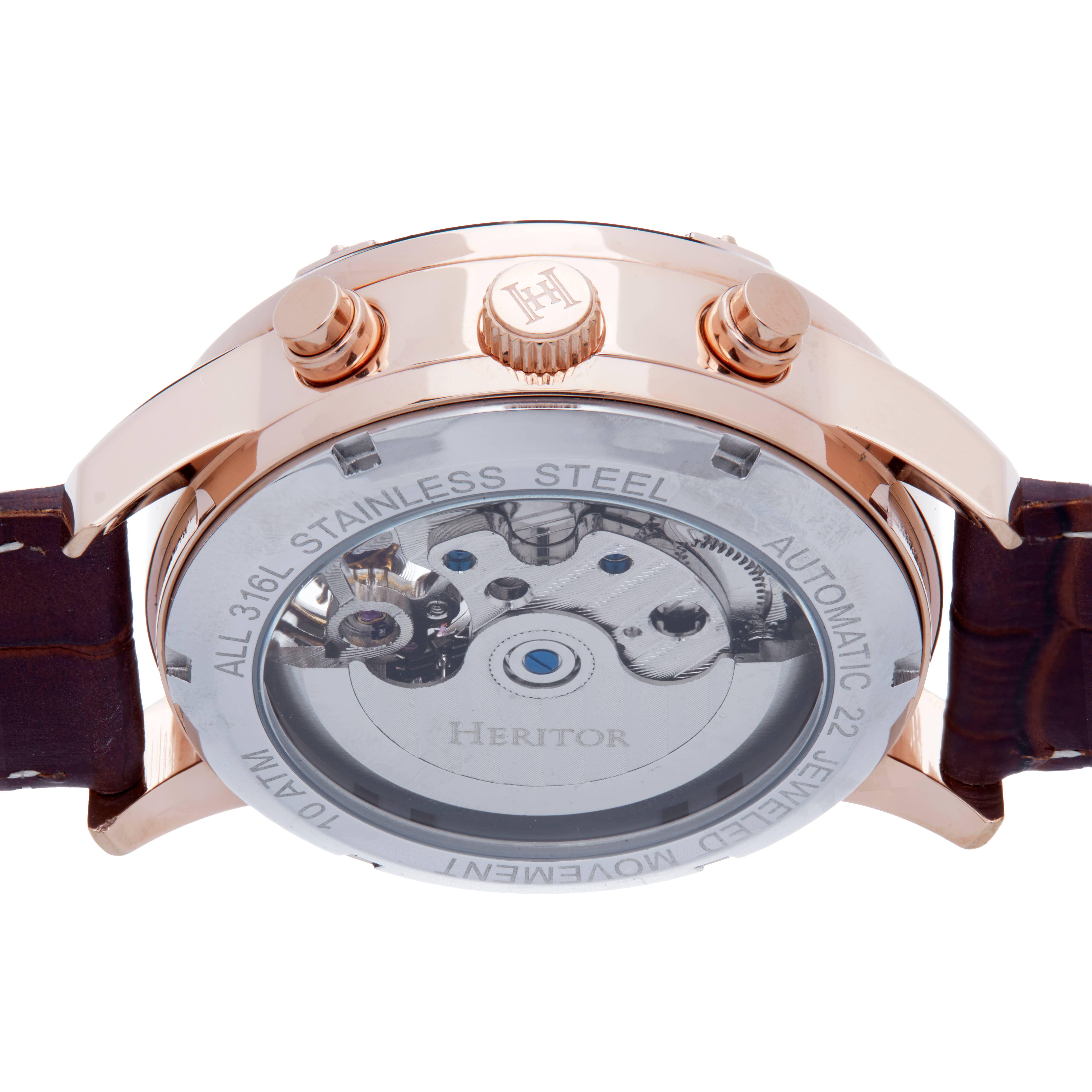 Heritor Automatic – Relógio de pulso - Homem por atacado – Relógio Heritor Automatic Wilhelm Semi-esqueleto com pulseira de couro11