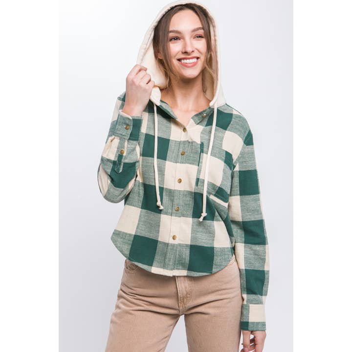 Lightweight Plaid Hooded Shirt for wholesale by Apolline