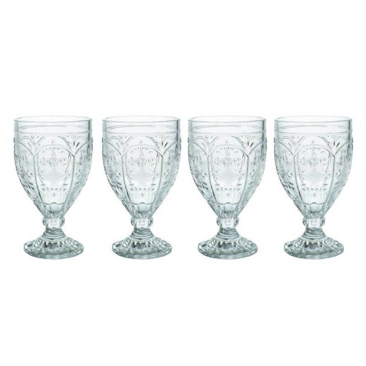 Fitz & Floyd Trestle Clear 12OZ Goblet S4 Brown Bx Pkg for wholesale by Fitz and Floyd® Mikasa® Pfaltzgraff®