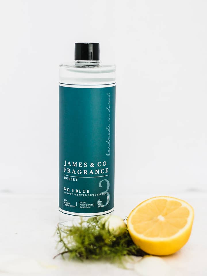 No. 3 Blue Diffuser Refill Oil for wholesale by James & Co Fragrance