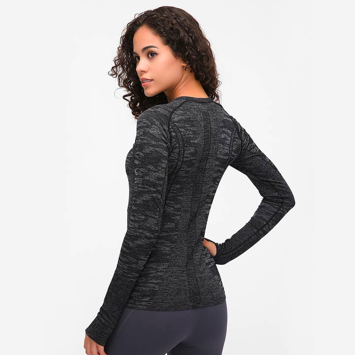 Sodalemon - Wholesale Athletic top – Women′s - Women Seamless Quickly Dry Long Sleeve Fitness Sport T-Shirt5