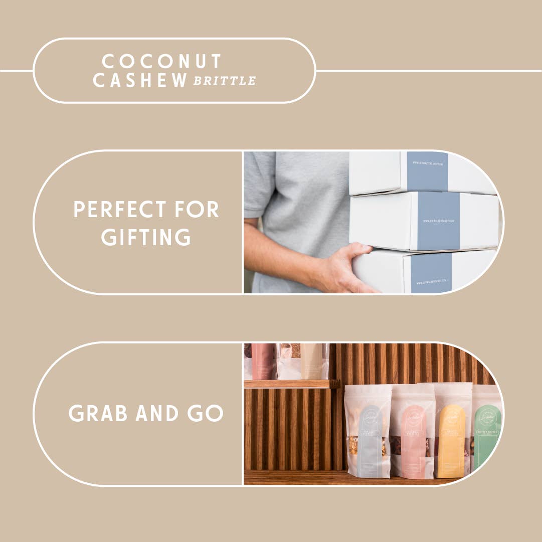 Sir Walter Candy Co. - Wholesale Brittle - Artisanal Crisp Coconut Cashew Brittle 1