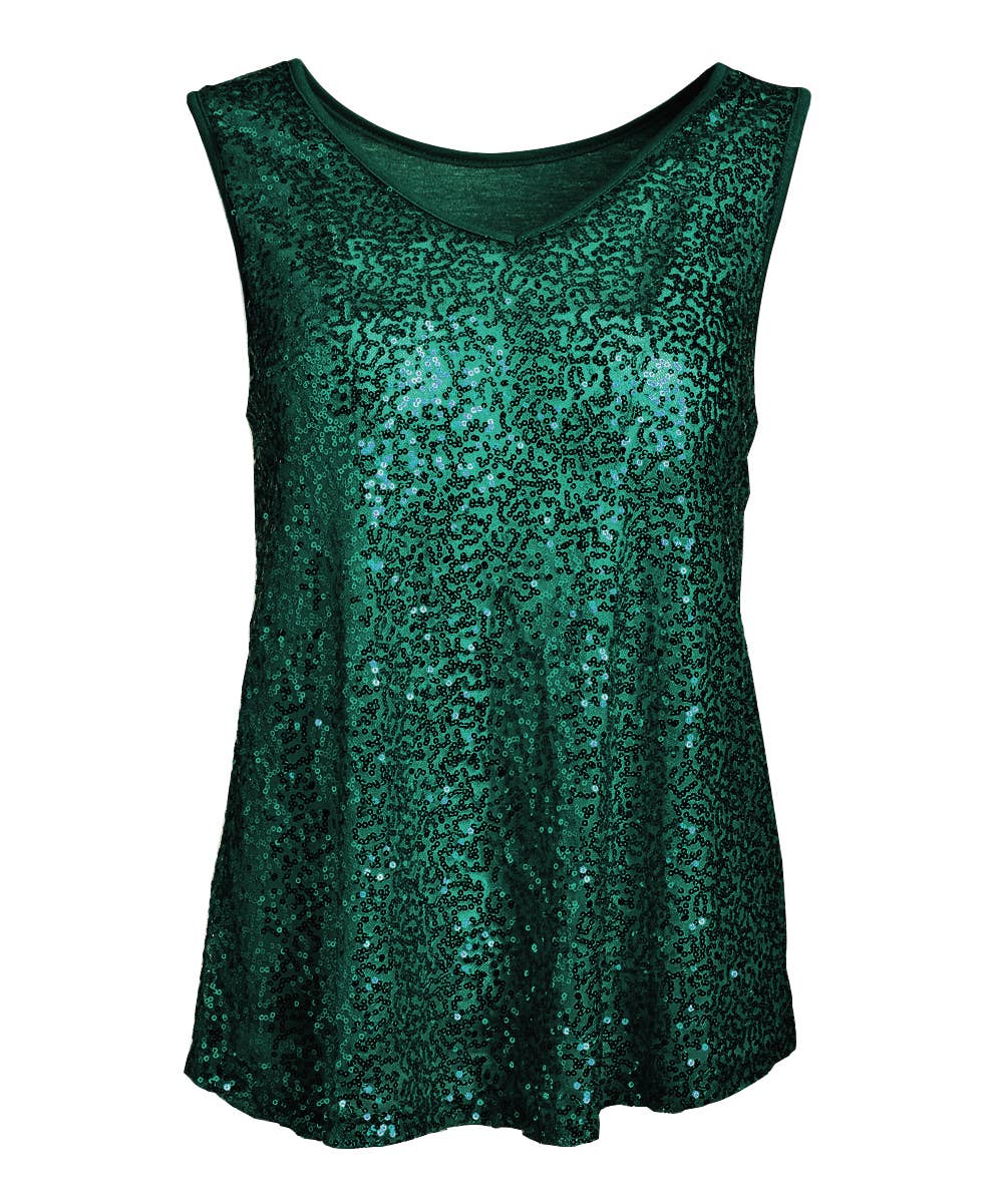 W.A.Y. --Wonderful And Young - Wholesale Tank Top - Women's - Shimmery Sequin V Neck Top Tank13