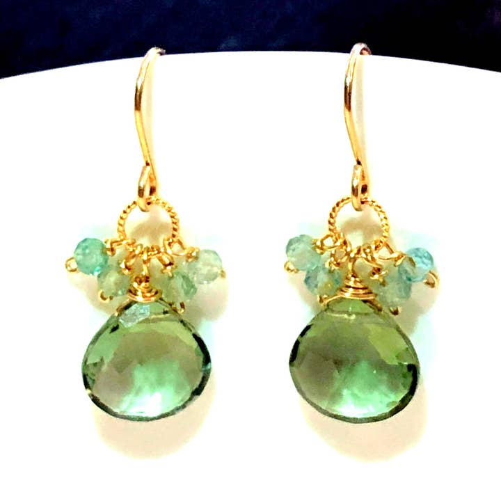 Judy Brandon Jewelry - Wholesale Dangle Earrings - Green Amethyst Drops with Apatite Rondelles.0