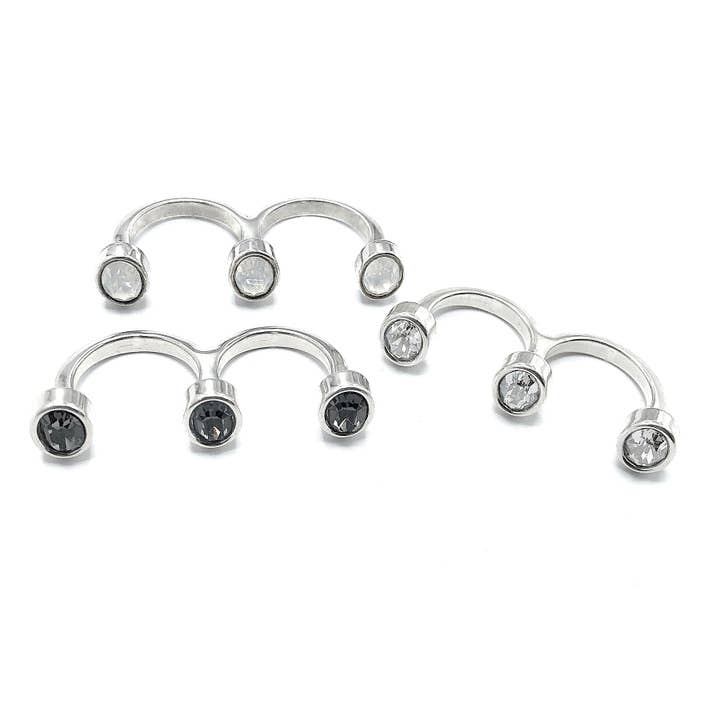 Sterling Silver Rihanna Swarovski Floating Double Finger Rings for wholesale by Jessica Elliot Jewelry