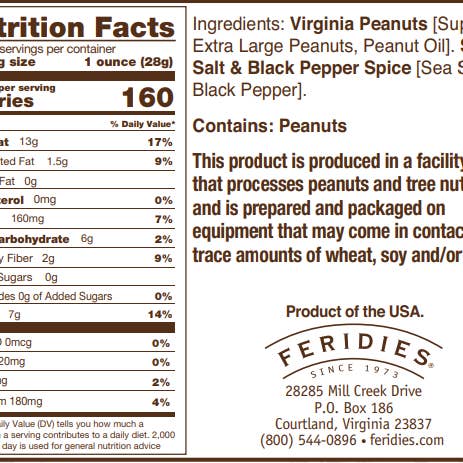 FERIDIES - Vente Noix - Arachides de Virginie au sel de mer et au poivre noir de 9 oz1
