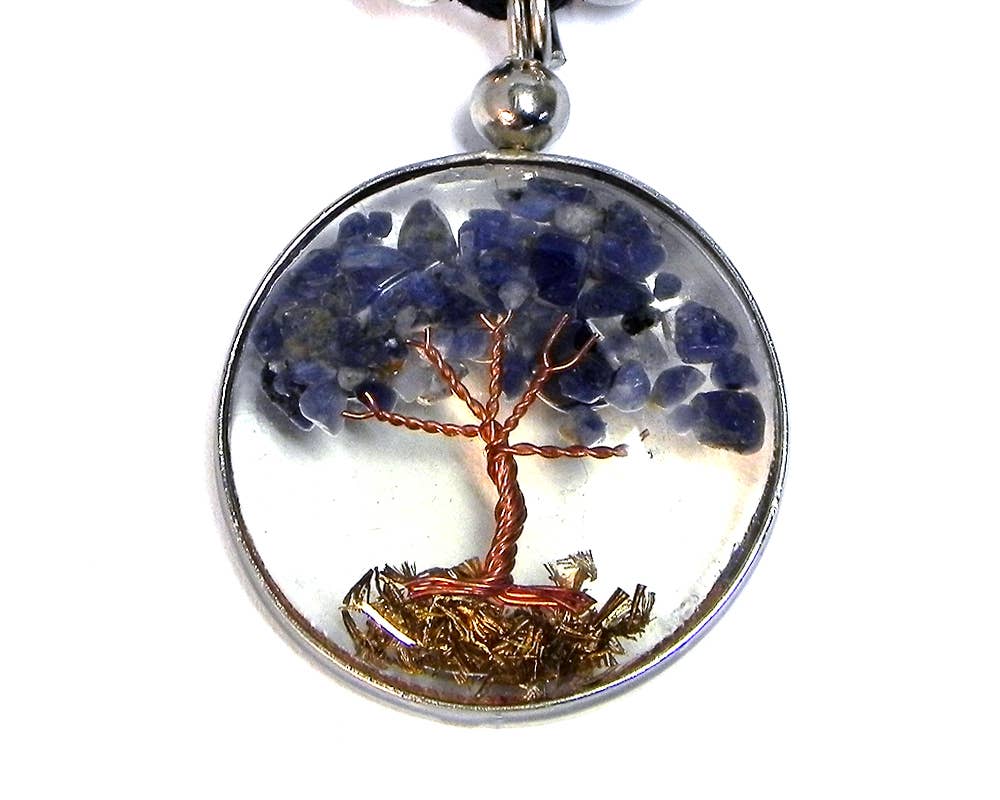 Pichincha - Wholesale Pendant/Charm Necklace - Round Acrylic Chip Stone Inlay Tree of Life Pendant Necklace10