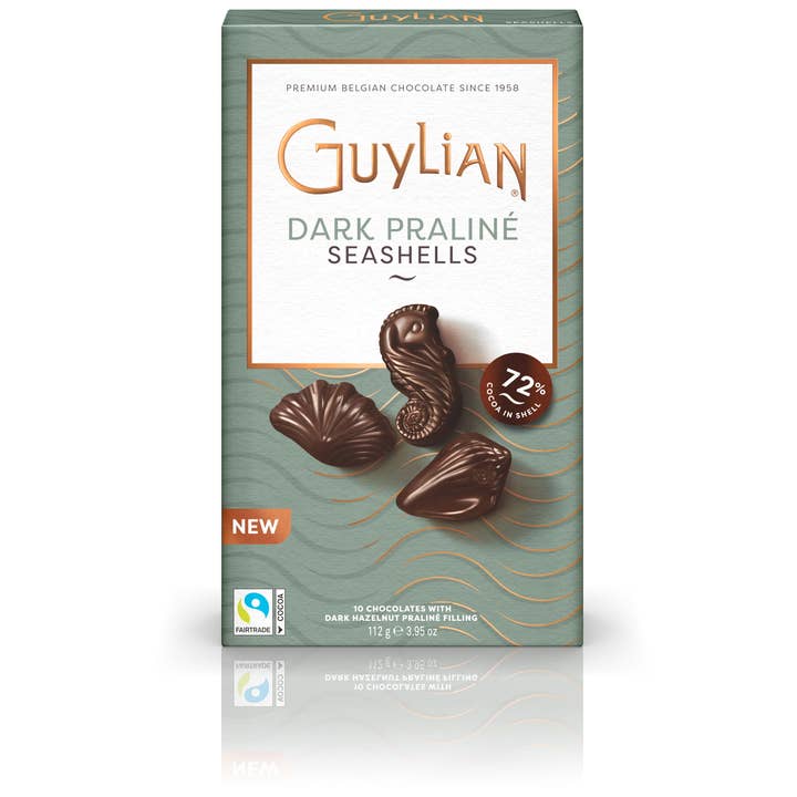 Guylian Dark Praline Sea Shells - 10 Pc. Box (125g, 12/case) for wholesale by Belgium's Chocolate Source