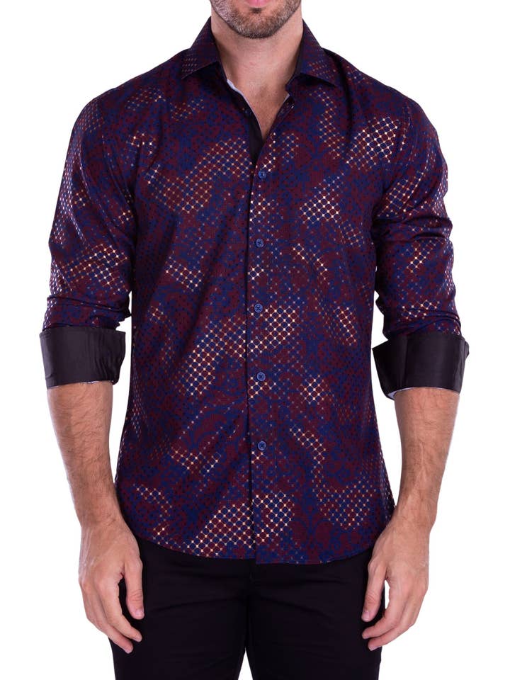 212251 - Heren Navy Overhemd met Lange Mouwen en Knoopsluiting voor wholesale door Bespoke Moda