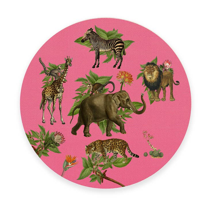 Marye-Kelley - Wholesale Placemat - Afrikaanse obsessie op roze linnen placemats1