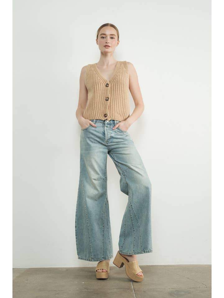 Aaron & Amber - Vendita all'ingrosso Maglione smanicato - Donna - GILET MAGLIA LAVATO VINTAGE MAS32185