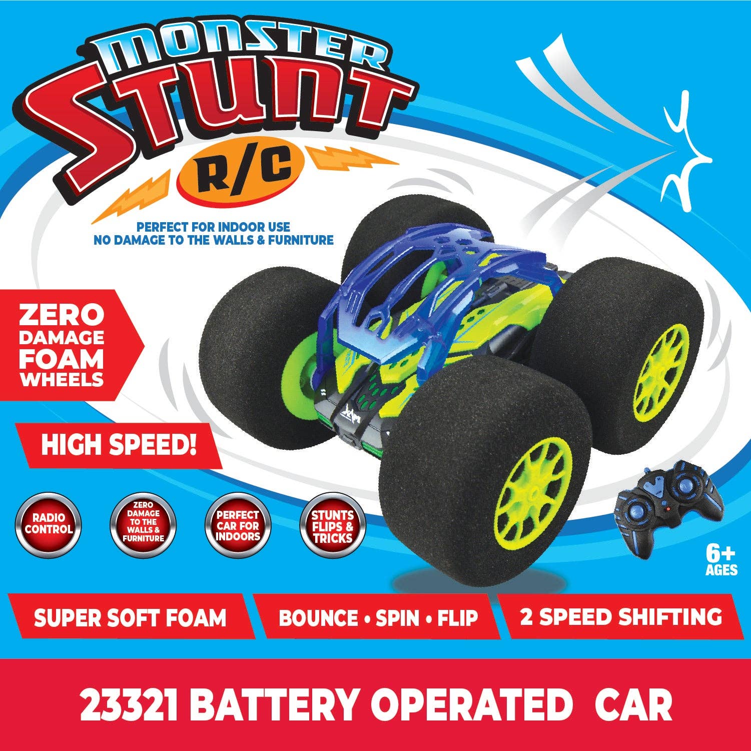 Novelty Brands - Wholesale Toy Car/Truck - Kids - Remote Controlled Car Monster Stunt Boxed - 6/Pack0
