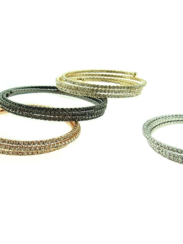3 Rowes All Around C.Z's Flexible Bracelet for wholesale by D LINE