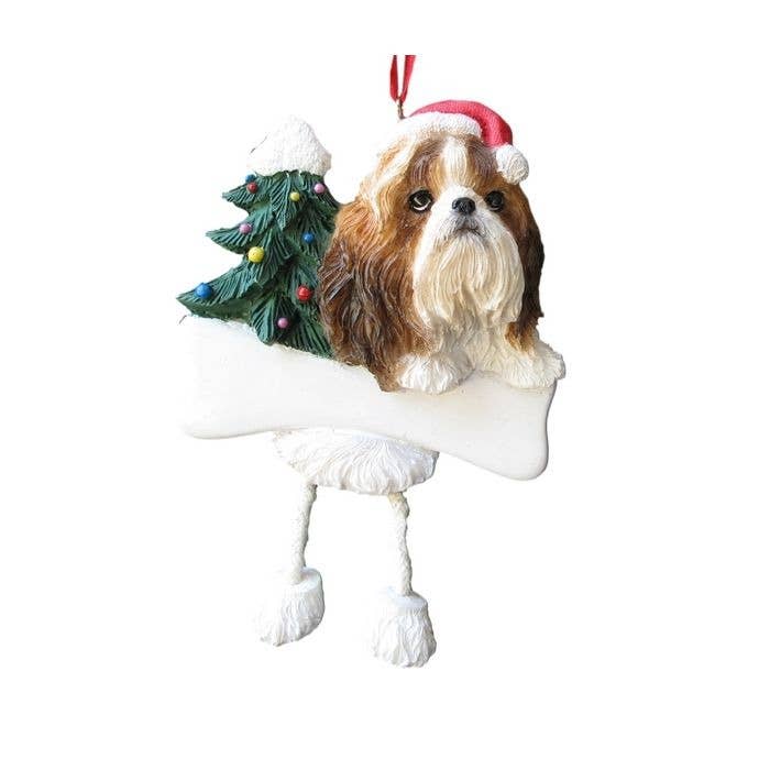 Shih Tzu, solbränna och vit dinglande hund prydnad för wholesale av E&S Pets
