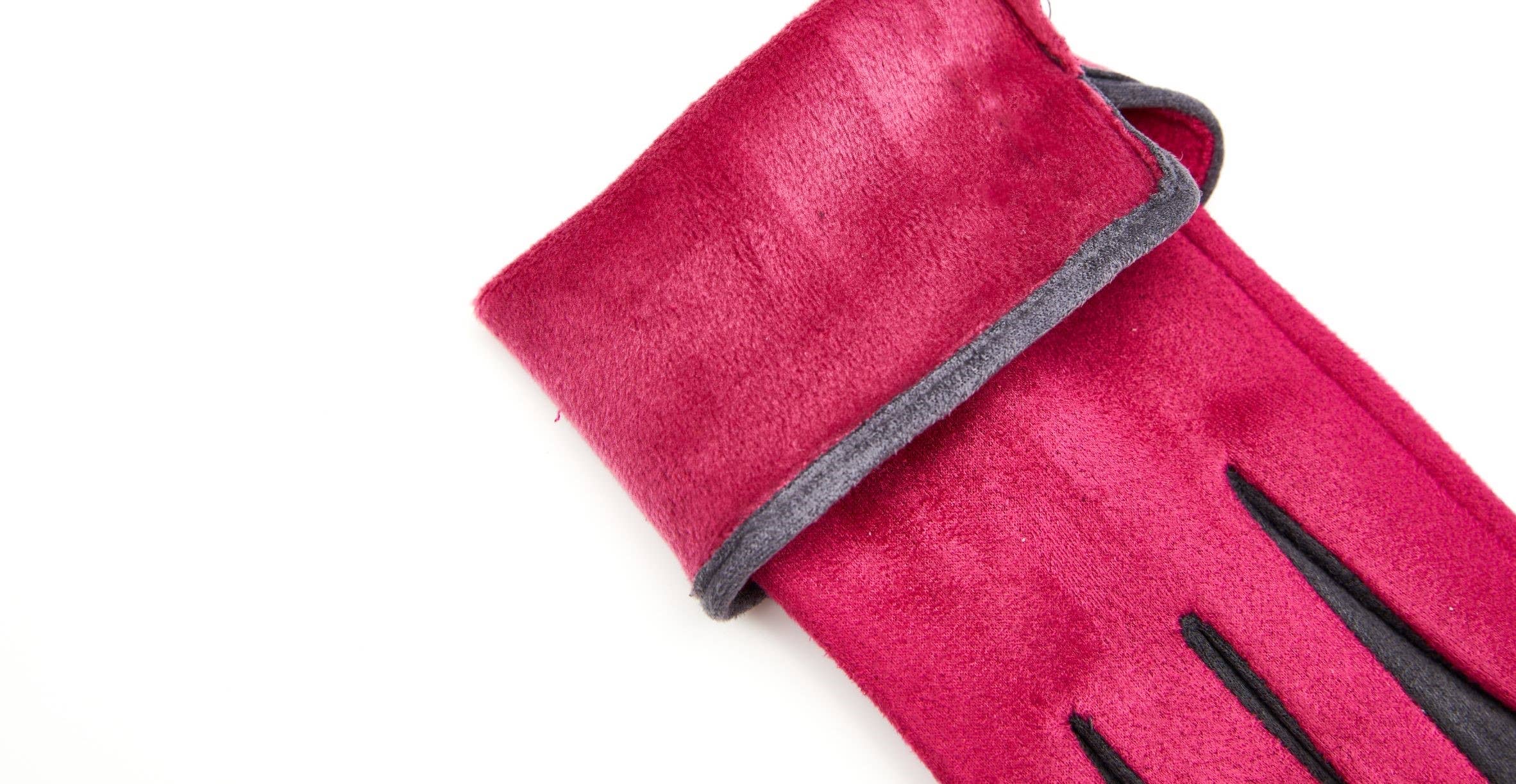 Aavion – wholesale Gloves – Women's – Women's Faux Suede Touchscreen Gloves–Stylish Trim & Button4