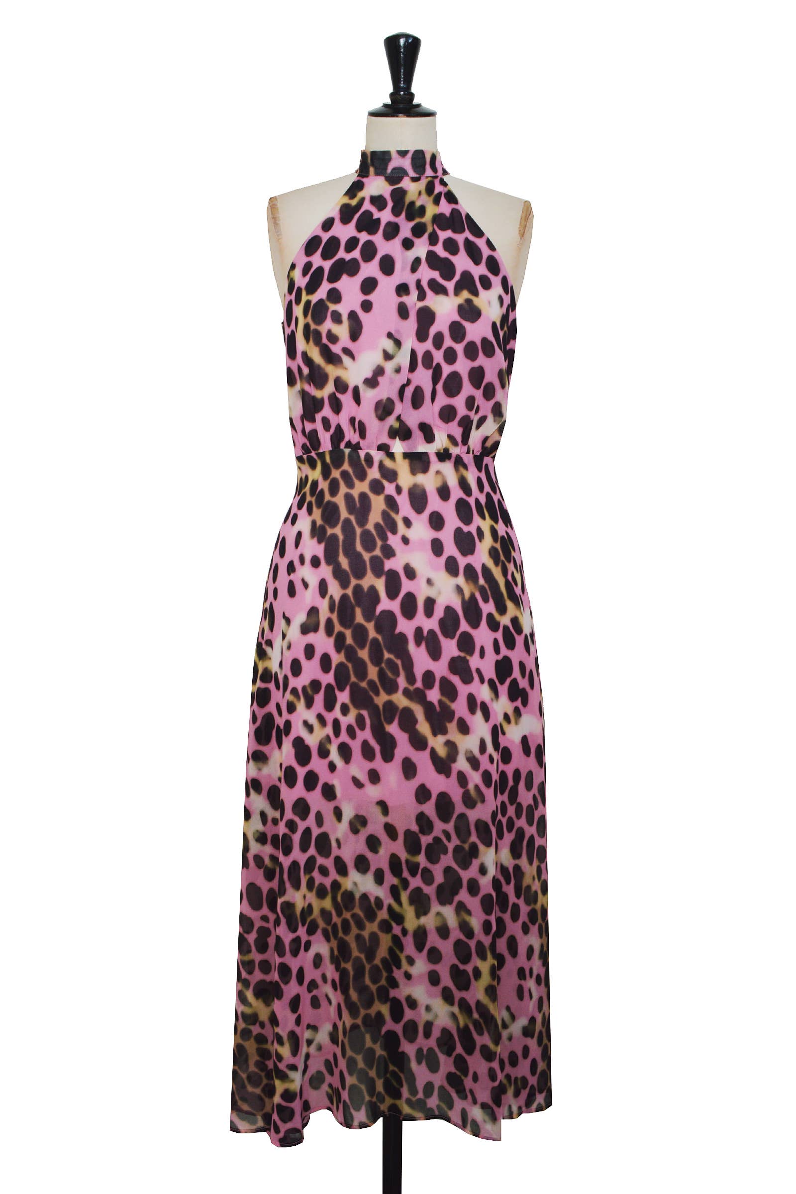 ELLI WHITE - Wholesale Dress - Women's - Flared Long Dress with Animal Print4