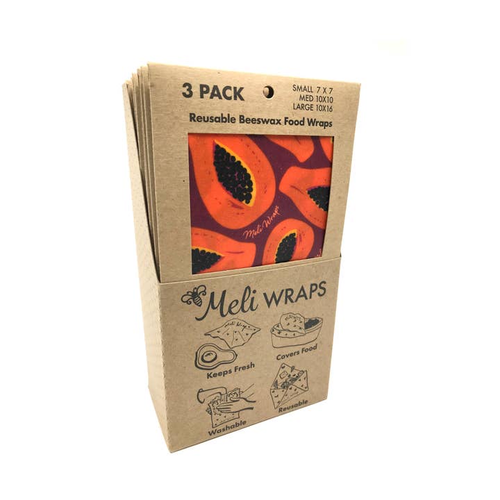 Meli Wraps - Wholesale Food Storage Wrap/Bag - Reusable Beeswax Wraps-MeliWraps 3 Packs in Purple Papaya1