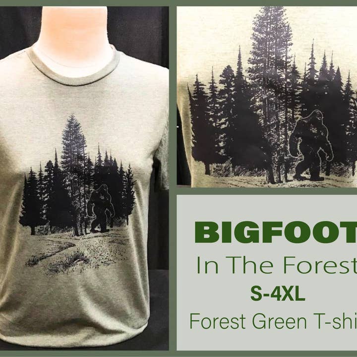 Bigfoot In Forest - Maglietta unisex a maniche corte per la vendita all'ingrosso da parte di Killer Tendencies LLC