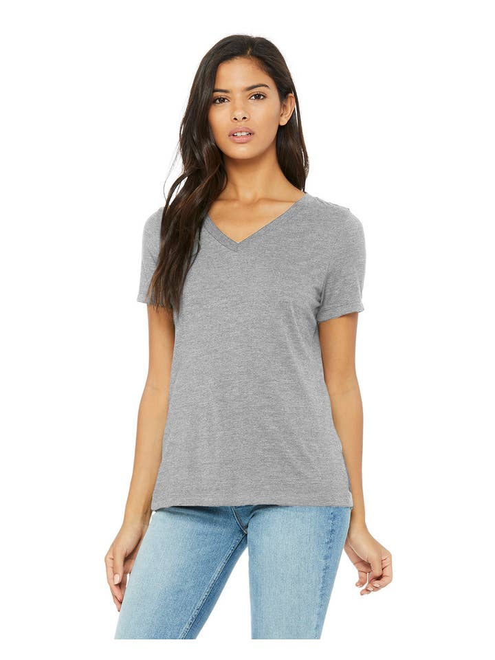 Total Apparel - Wholesale T-Shirt - Women's - Bella + Canvas Ladies' Relaxed Heather CVC Jersey V-Neck Tee2