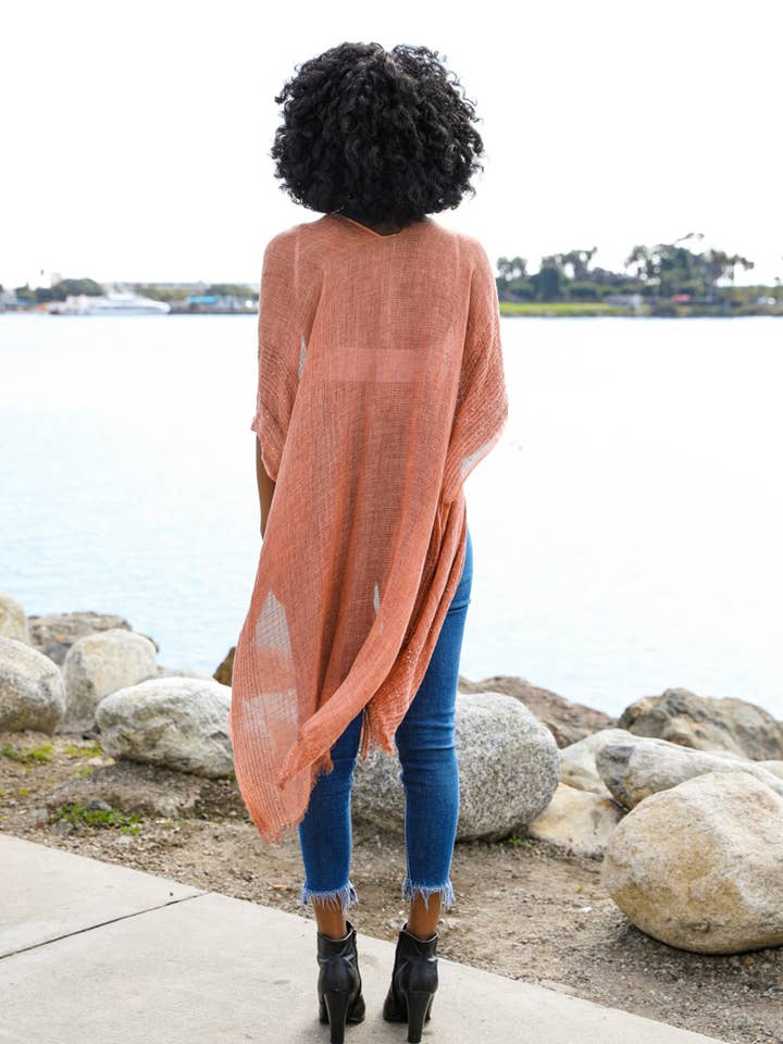 Leto Accessories - Wholesale Kimono – Women's - ☀️ Lightweight Sheer Kimono with Sequin and Frayed Details11