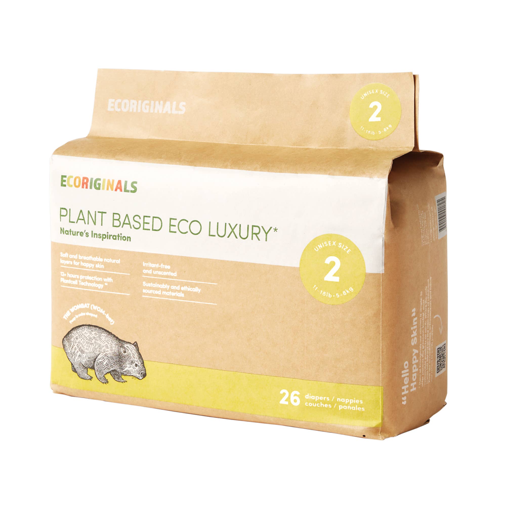 Ecoriginals US - Wholesale Diaper (Non-Cloth) - Baby - Plant based USA Cotton Eco Diaper Size 2 Infant 11-18lb2