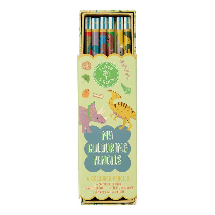 Dino My Pack of 6 Colouring Pencils for wholesale by Floss and Rock