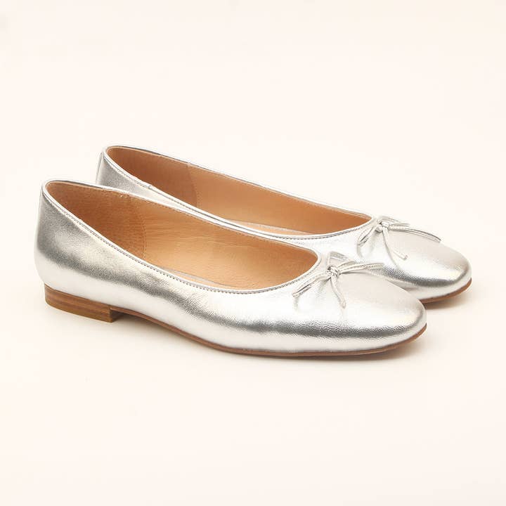 Round Ballet Flat - Silver for wholesale by Millwoods Shoes