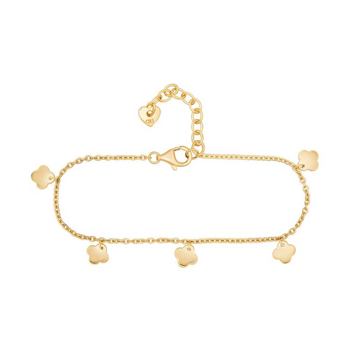 Bracelet pendentif trèfle et trèfle en métal argenté 925 pour la vente par caï