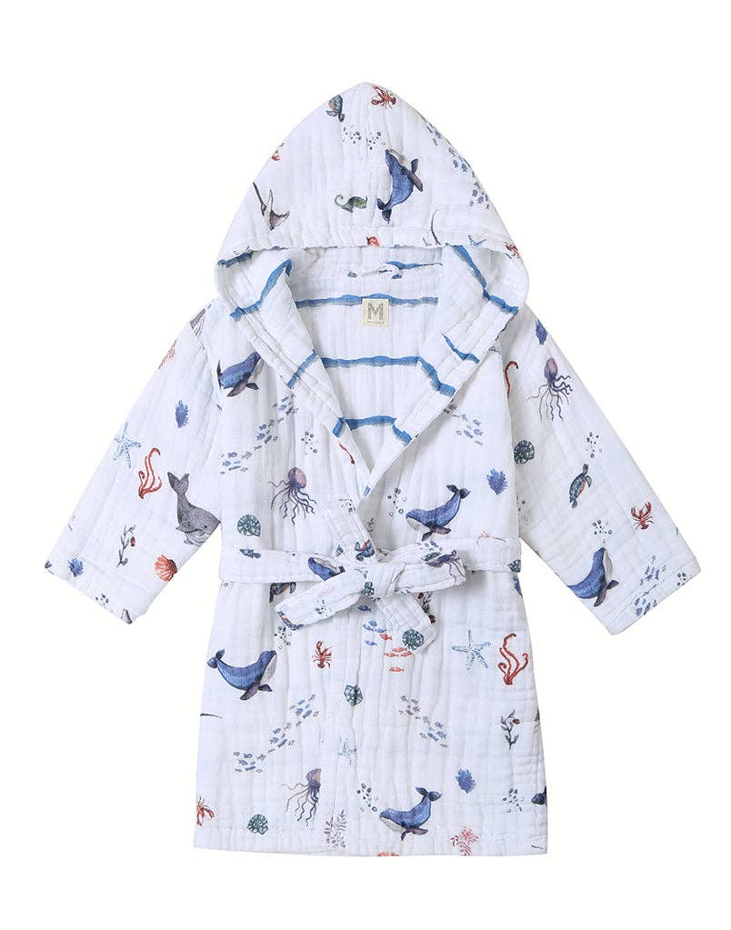 MALABAR BABY, Consciously Crafted For You. - Wholesale Robe - Kids - Kids Hooded Muslin Robe - Enchanted Garden (Lotus)0