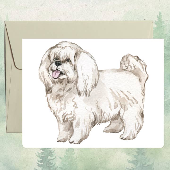 Cartão de felicitações com cão Bolognese feito à mão por atacado de Soul Familiar