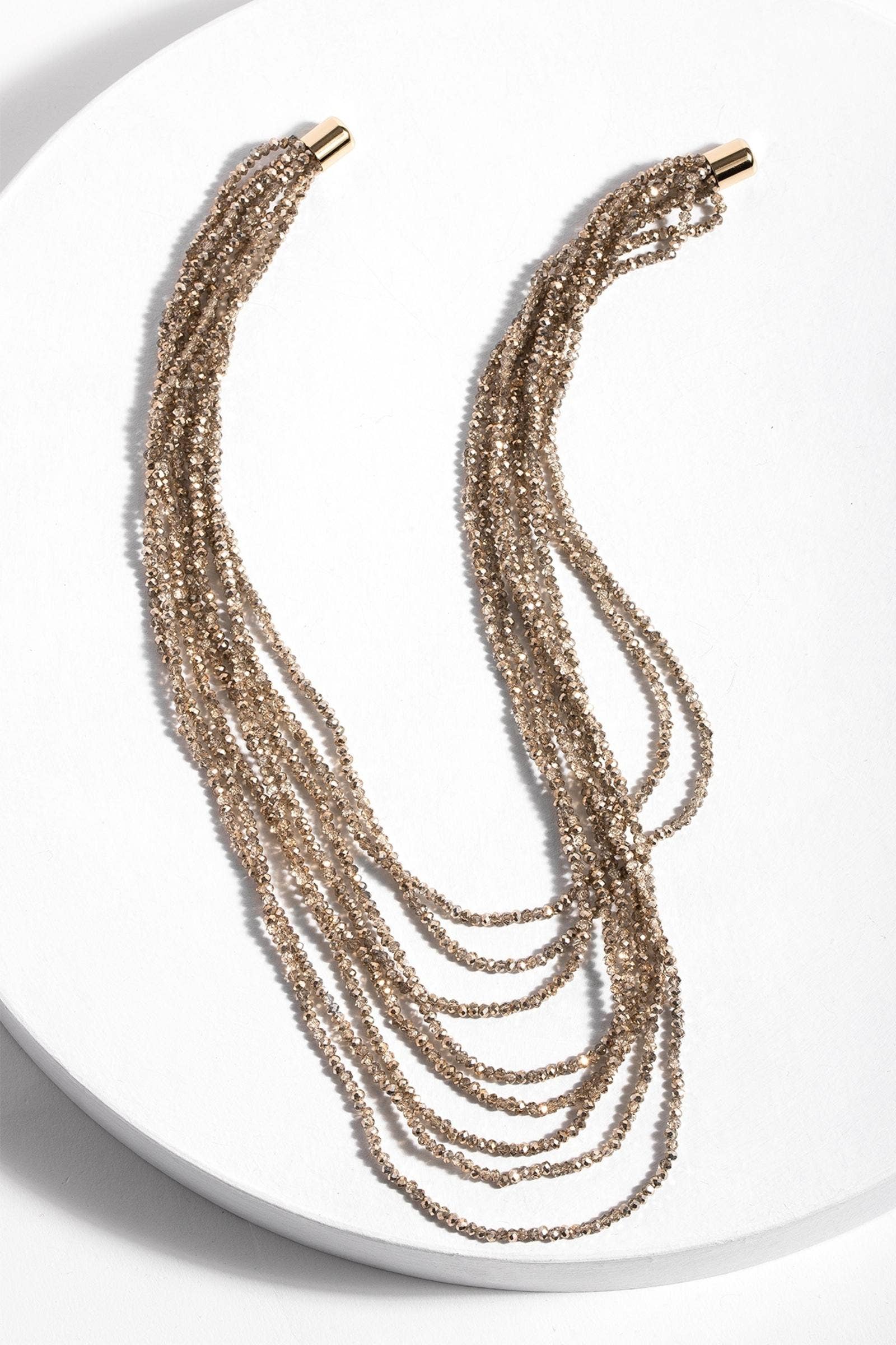 Veroma Gifts - Wholesale Beaded/Pearl Necklace - Multi Strand Short Crystal Necklace - Shimmering Glass Beads5