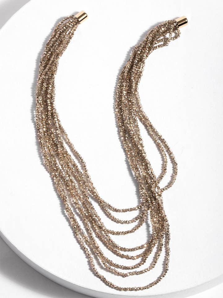 Korte kristallen halsketting met meerdere strengen - glinsterende glazen kralen voor wholesale door Veroma Gifts