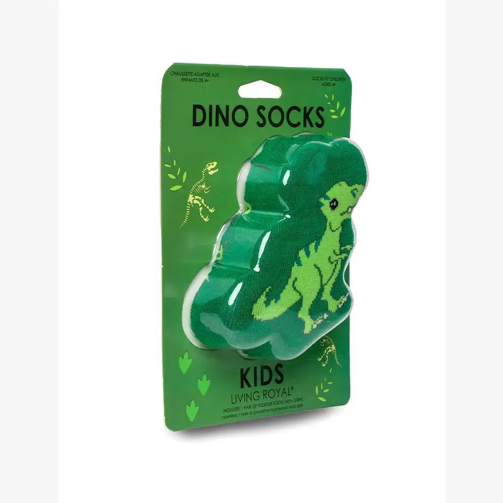 Living Royal - Wholesale Socks - Kids - 3D Packaged Crew Socks - Kids - Dinosaur - "Rawr" - Green1