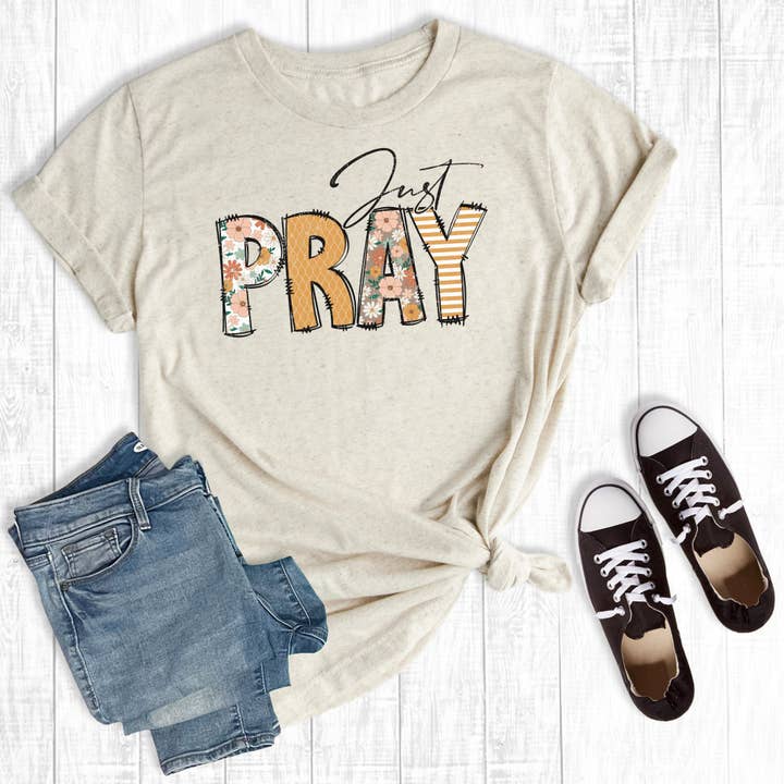Christian Just Pray
Graphic T-Shirt Cream for wholesale by Rebel Rose
