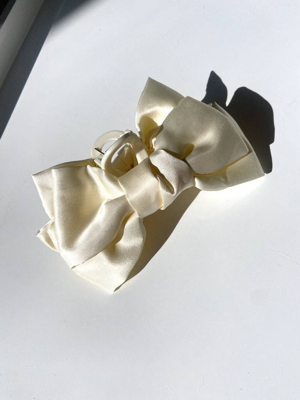 Solar Eclipse Embellished Hair Bow Barrette Clip | Hand-Stitched White