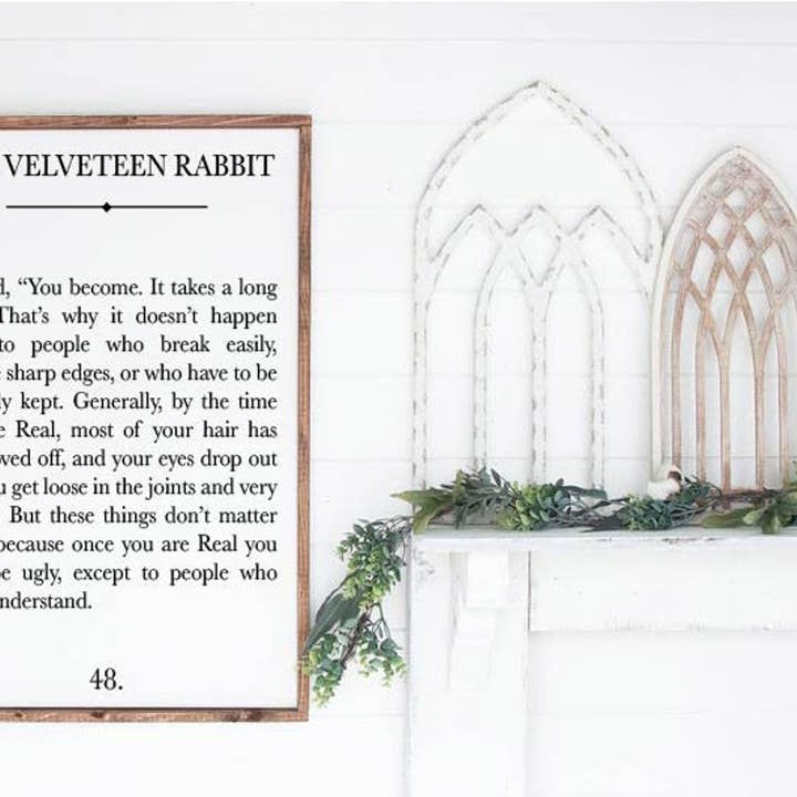 Willie & Dolly Designs – Sinal por atacado – The Velveteen Rabbit Citação Placa emoldurada de madeira