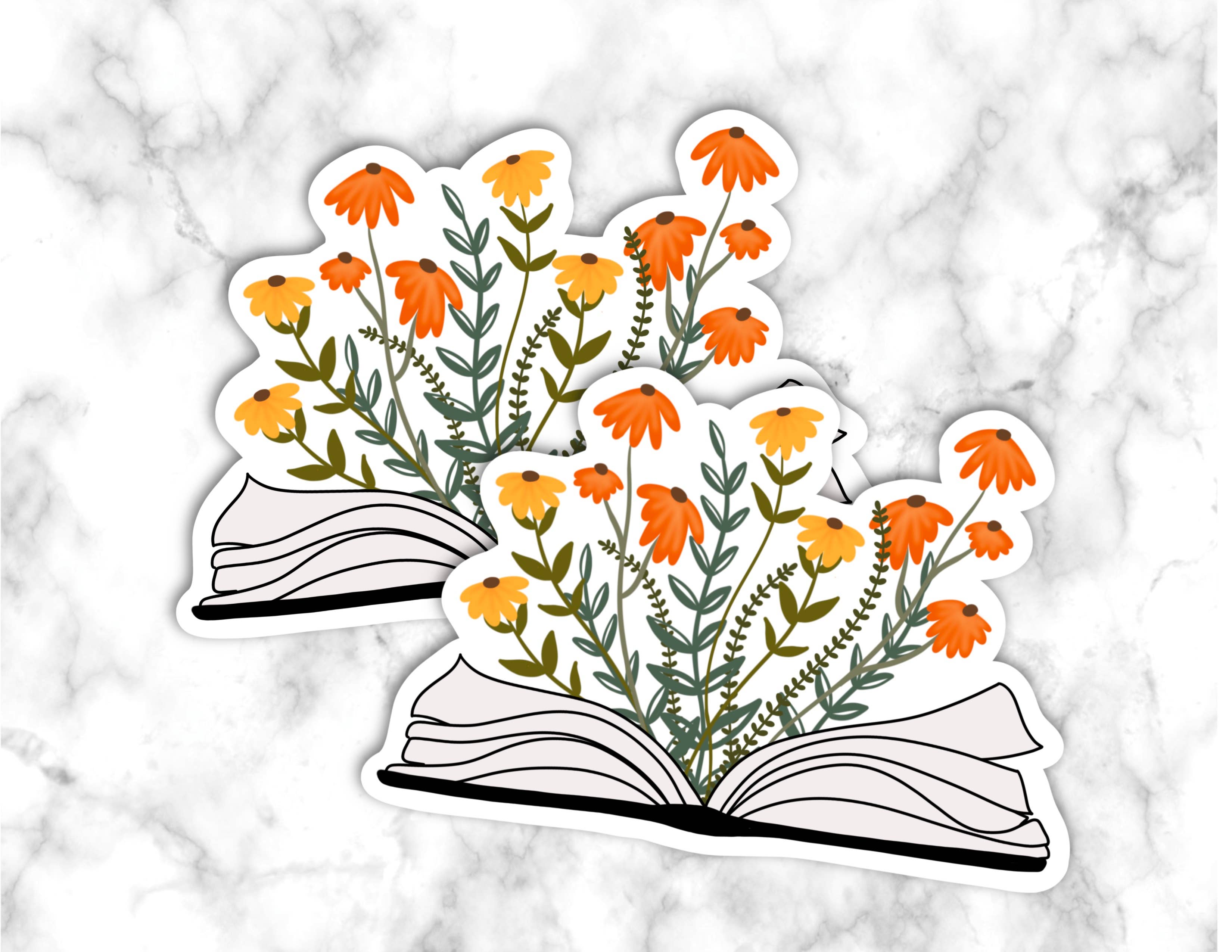 GatikaChicShop – Großhandel Aufkleber – Buch Blumen Sticker | Buchliebhaber Sticker1