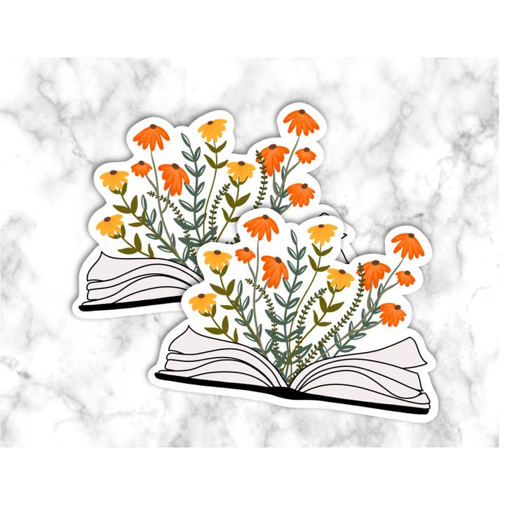 GatikaChicShop – Großhandel Aufkleber – Buch Blumen Sticker | Buchliebhaber Sticker1