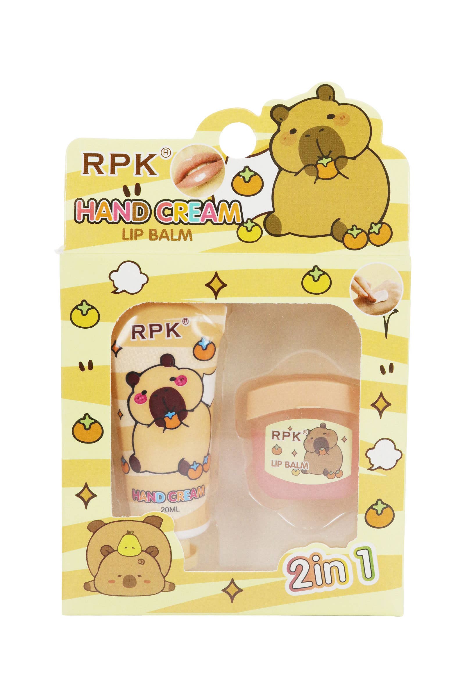 AS SHOWN 2-in-1 Capybara Hand Lotion And Lip Balm for wholesale on Faire3