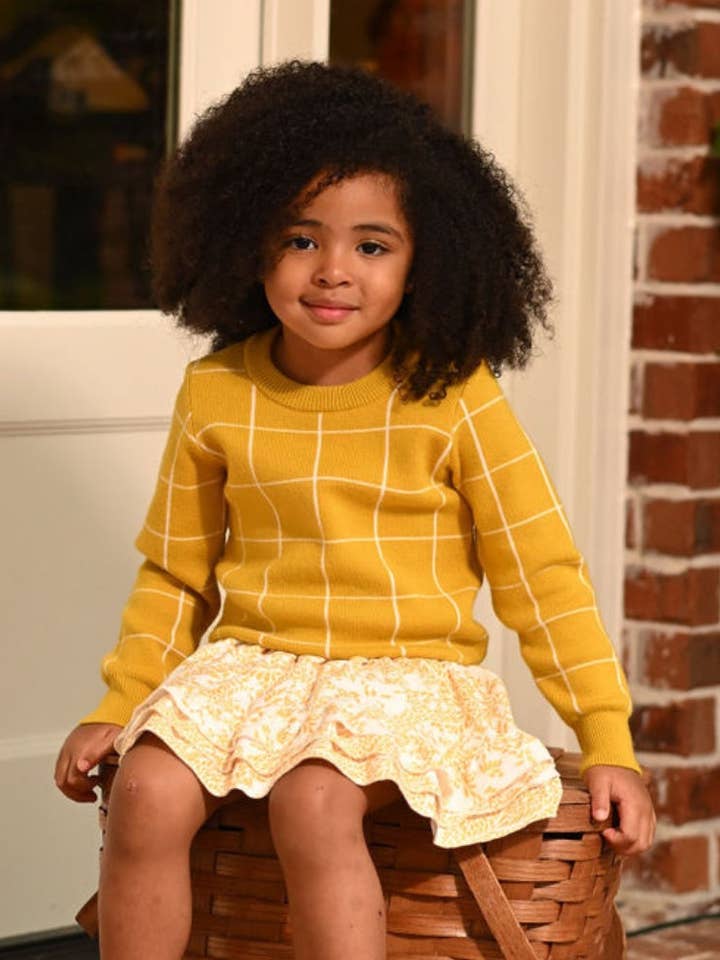 Herbstkleidung - Mini Emerson Pullover - Bernstein-Fenstergitter für den Großhandel von Sugar Bee Clothing