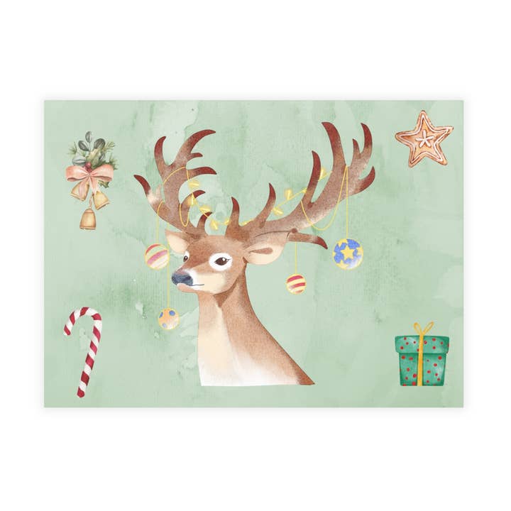 Reindeer Christmas Postcard for wholesale by Postcard Circus