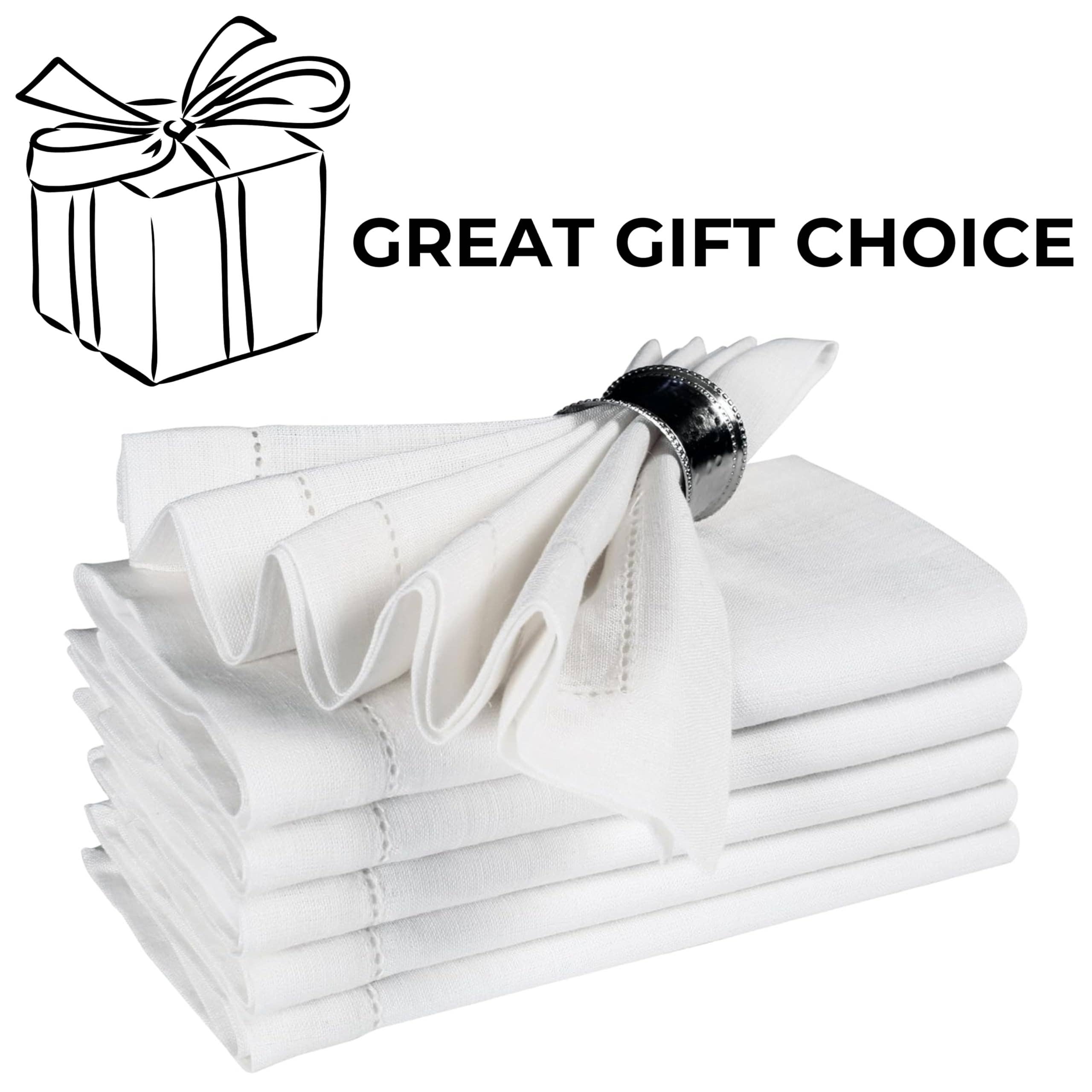 Premium Linen Cloth Dinner Napkins, 16x16- White (Set of 6) for wholesale on Faire7