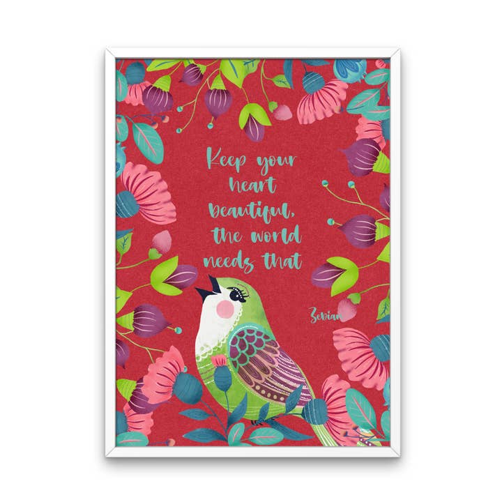 Zebian Keep Your Heart Wunderschöner Blumenprint für den Großhandel von Fairy Bread Designs